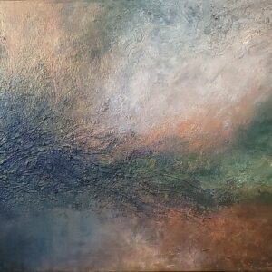 luxury original irsh artwork art with blending of textured red, brown gold, white blue green colors. lasrge artwork.