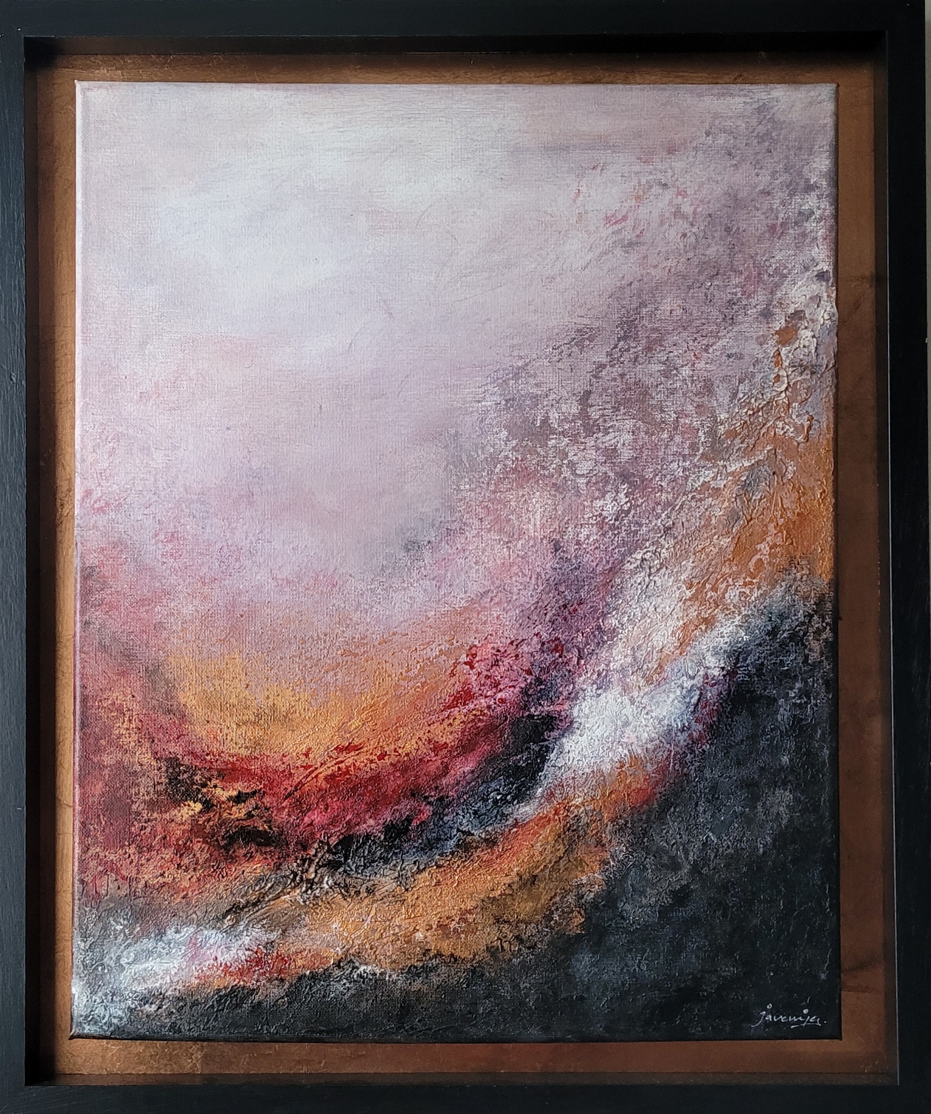 metanoia, javeriyaart, red gold , black painting, irish art